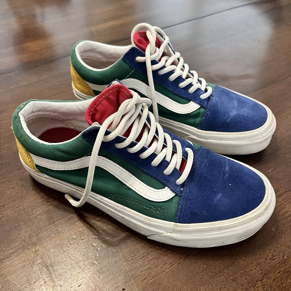 VANS‎ Old Skool Yacht Club Green/Blue/Yellow Suede Women Sz 6 Men Sz 4.5